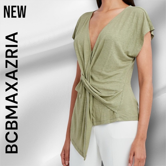 New BCBMAXAZRIA Linen Knot Front Top - Picture 4 of 5